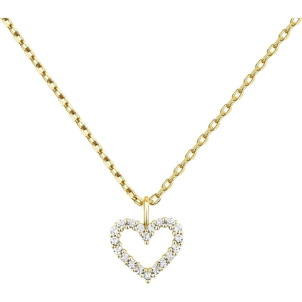Women 14K Gold Plated Cubic Zirconia Heart Cute Dainty Love Pendant Necklaces